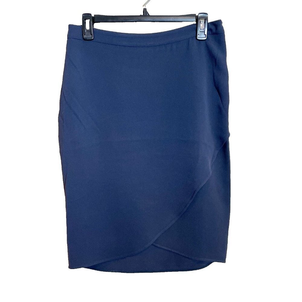 Max Mara Straight Pencil Skirt Womens Size Medium Black Tulip‎ Hem Side Zip